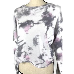 Colsie Tie Dye Sweatshirt Fleece Lounge Long Sleeve Cropped Scoopneck Womens XS